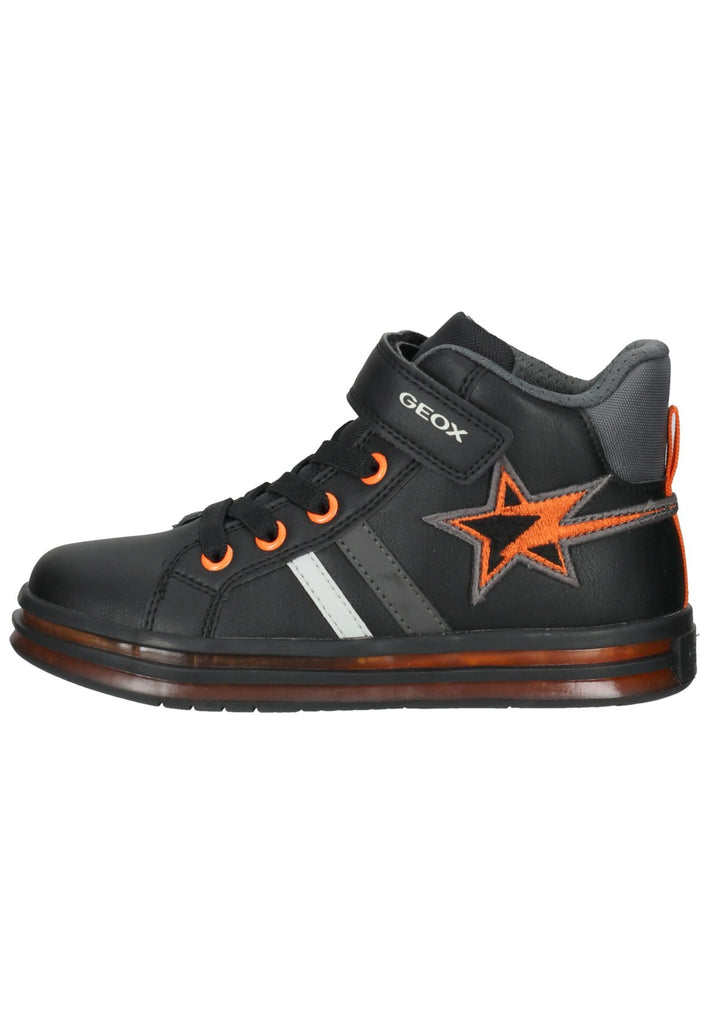 Geox Sneaker Lederimitat/Textil Schwarz/Orange - surf4shoes