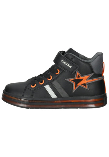 Geox Sneaker Lederimitat/Textil Schwarz/Orange - surf4shoes