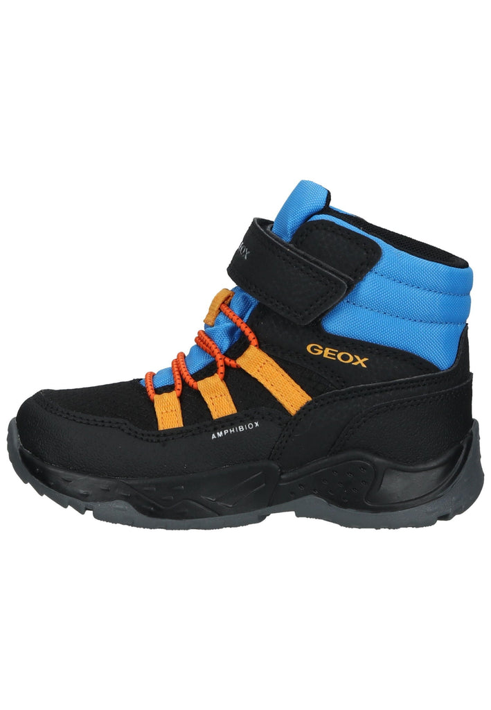 Geox Stiefelette Lederimitat/Textil Schwarz/Blau Warmfutter - surf4shoes