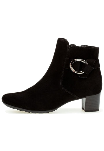 Gabor Stiefelette Veloursleder Schwarz - surf4shoes