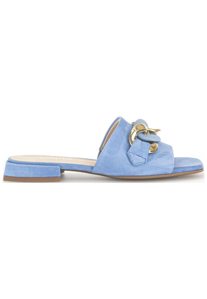 Gabor Pantoletten Veloursleder Mittelblau - surf4shoes