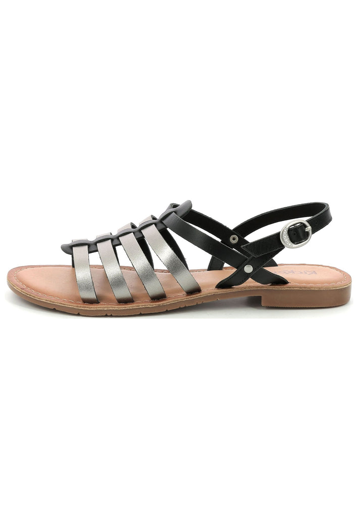 Kickers Sandalen Leder Schwarz/Silber - surf4shoes