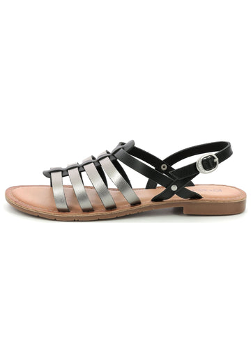 Kickers Sandalen Leder Schwarz/Silber - surf4shoes