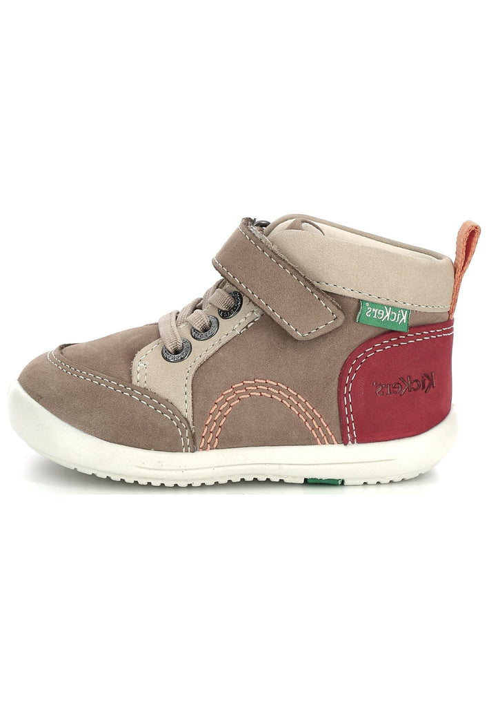 Kickers Halbschuhe Nubukleder Beige/Rot - surf4shoes