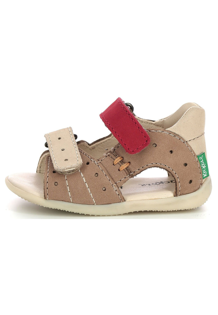 Kickers Sandalen Nubukleder Beige/Rot - surf4shoes