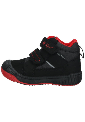 Kickers Stiefelette Lederimitat Schwarz/Rot - surf4shoes