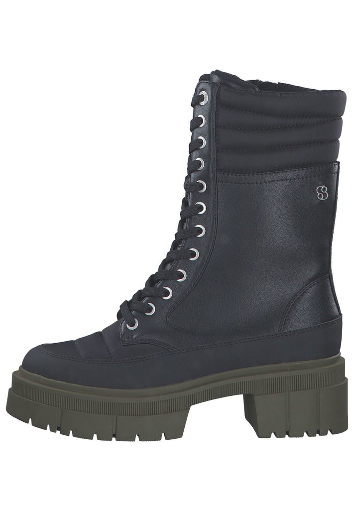 s.Oliver Stiefel Lederimitat/Textil Schwarz/Grün - surf4shoes