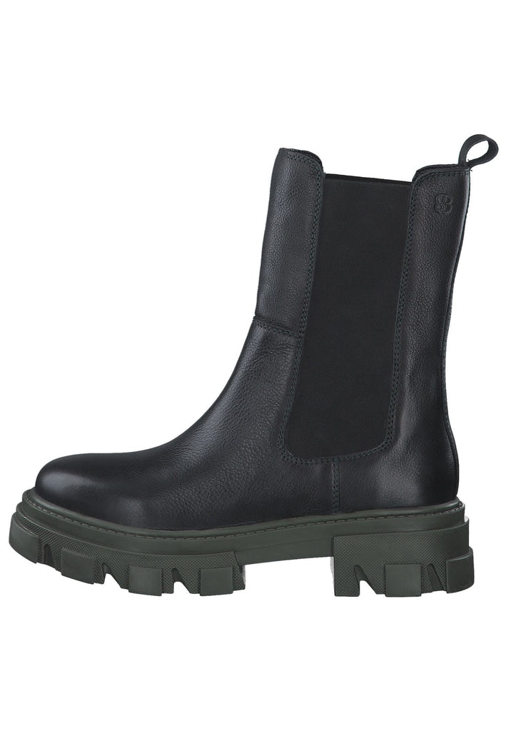 s.Oliver Stiefelette Leder/Textil Schwarz/Grün - surf4shoes