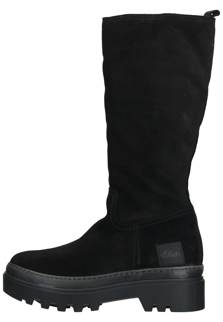 s.Oliver Stiefel Veloursleder Schwarz Warmfutter - surf4shoes