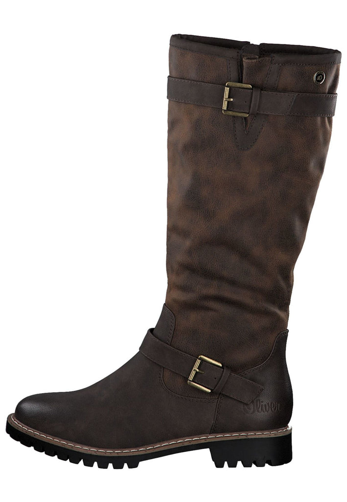 s.Oliver Stiefel Lederimitat Dunkelbraun Warmfutter - surf4shoes