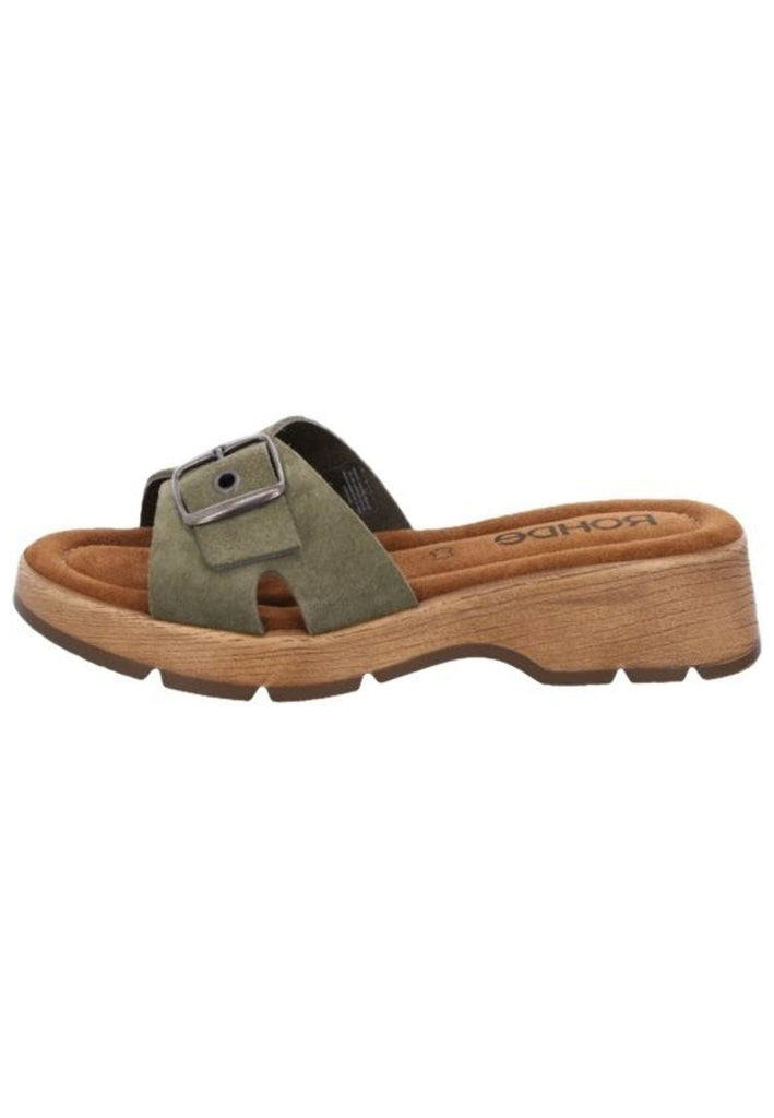 Rohde Pantoletten Veloursleder Oliv - surf4shoes