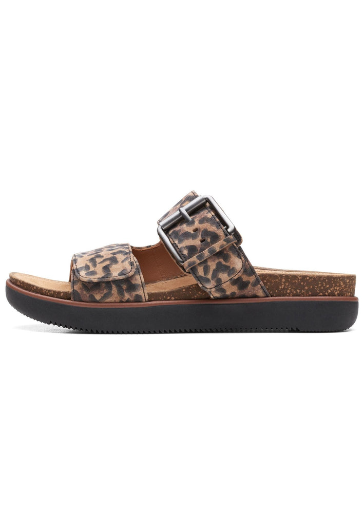 Clarks Pantoletten Veloursleder Leopard - surf4shoes