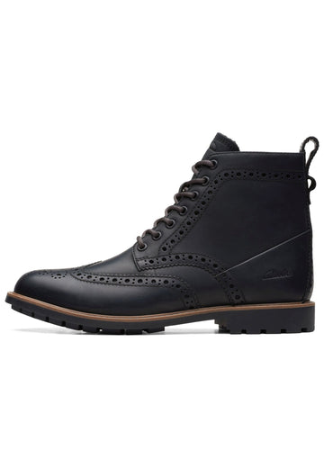 Clarks Stiefelette Leder Schwarz - surf4shoes