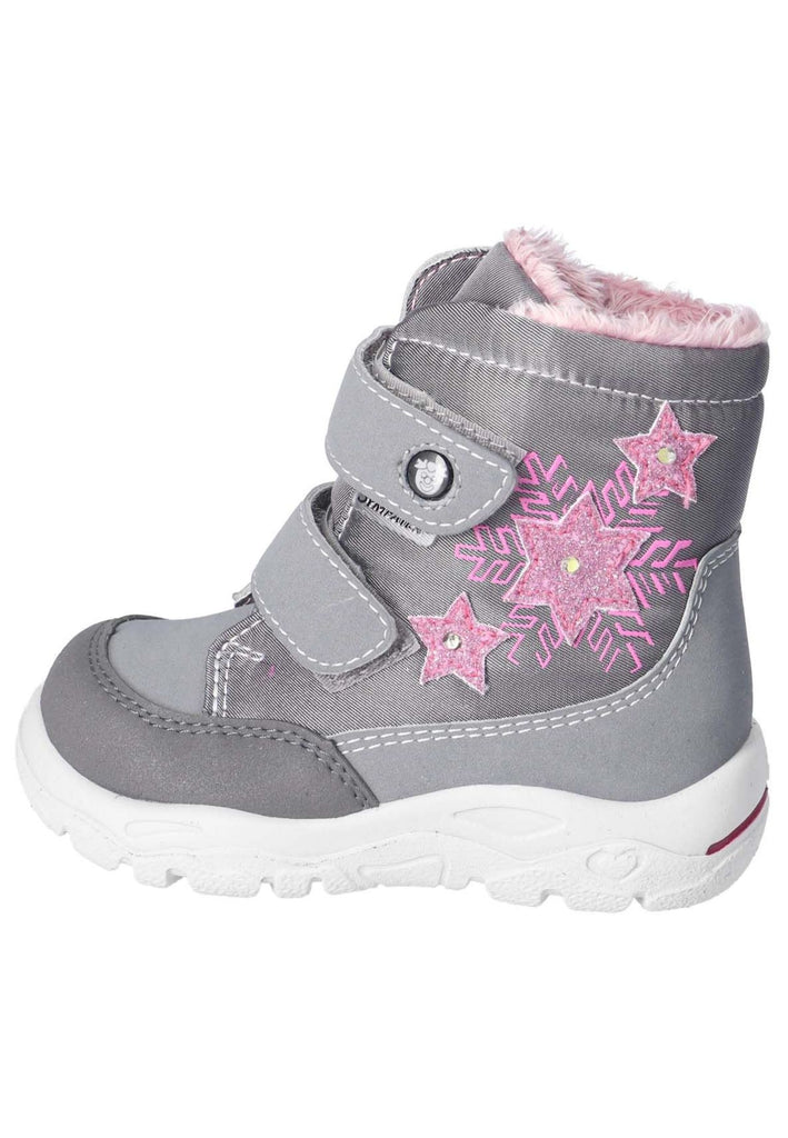 Pepino Stiefelette Lederimitat/Textil Grau/Rosa Warmfutter - surf4shoes