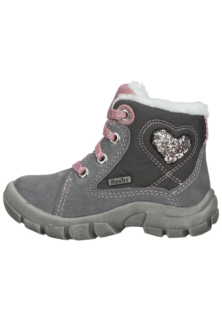 Richter Stiefelette Veloursleder/Textil Grau/Rosa Warmfutter - surf4shoes