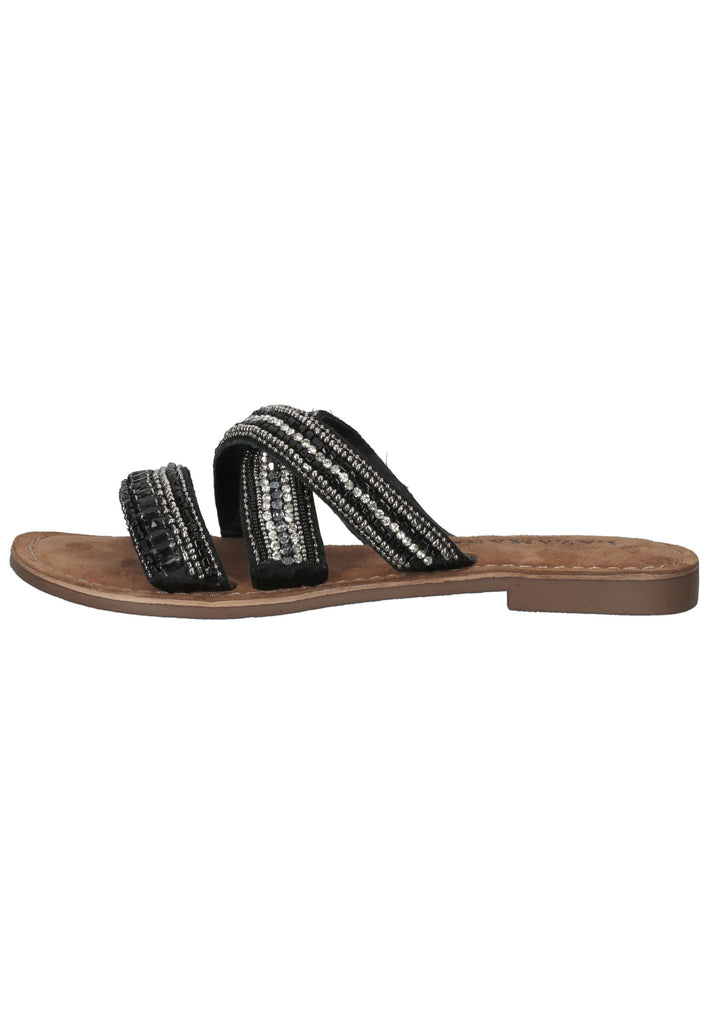 Lazamani Pantoletten Lederimitat/Textil Schwarz - surf4shoes