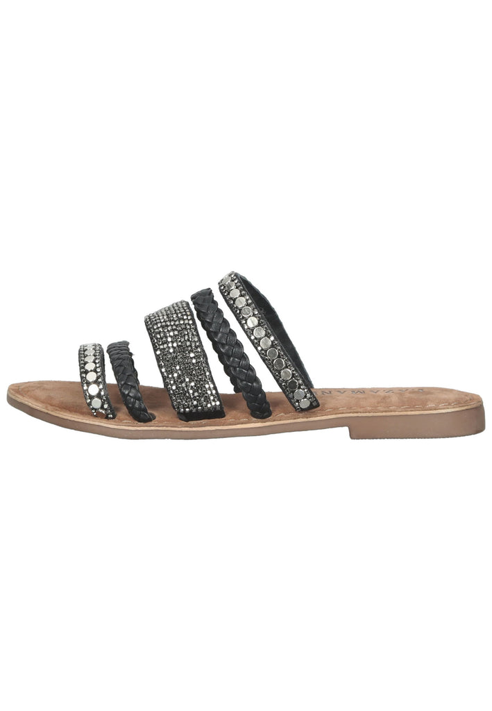 Lazamani Pantoletten Leder/Textil Schwarz - surf4shoes