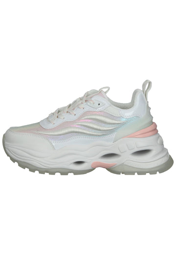 Buffalo Sneaker Lederimitat/Textil Weiß/Rosa - surf4shoes