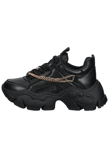 Buffalo Sneaker Lederimitat Schwarz/Gold - surf4shoes