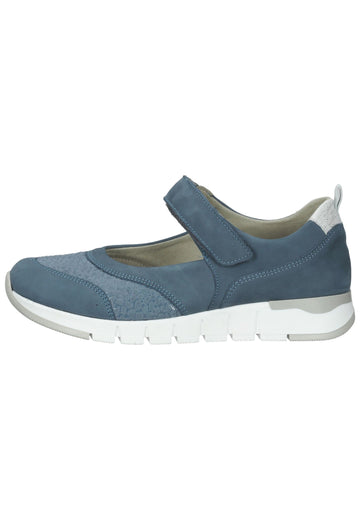 Waldläufer Slipper Leder/Textil Blau/Silber - surf4shoes