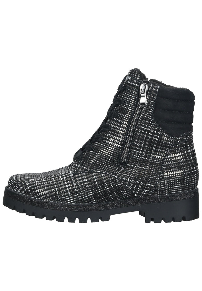 Waldläufer Stiefelette Leder Schwarz/Weiß Warmfutter - surf4shoes