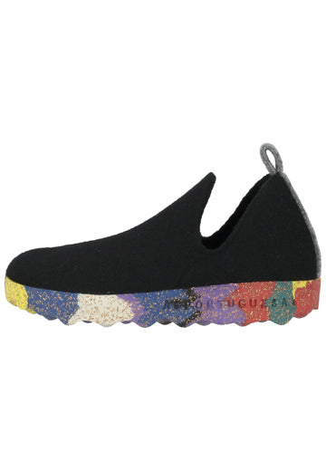 ASPORTUGUESAS Hausschuhe Filz Schwarz Multi - surf4shoes
