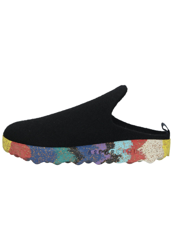 ASPORTUGUESAS Hausschuhe Filz Black Multi - surf4shoes