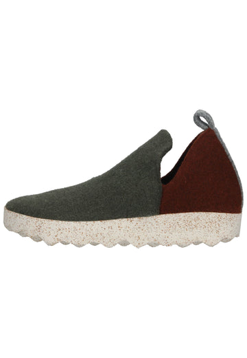 ASPORTUGUESAS Hausschuhe Filz Grün/Braun - surf4shoes