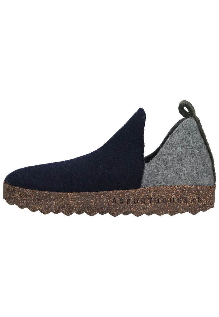 ASPORTUGUESAS Hausschuhe Filz Blau/Grau - surf4shoes