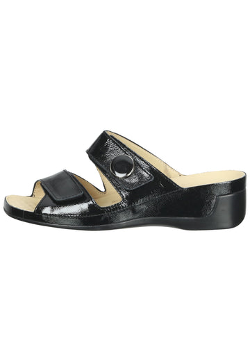 Vital Pantoletten Leder Schwarz Lack - surf4shoes