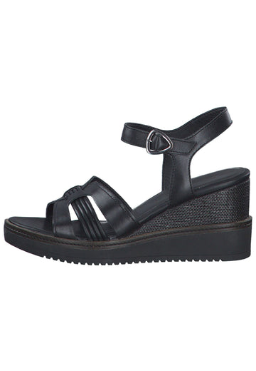 Tamaris Sandalen Leder/Textil Schwarz - surf4shoes