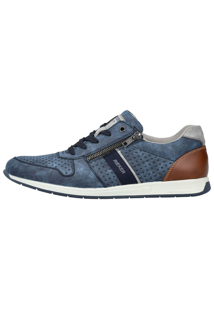 Rieker Sneaker Lederimitat Blau/Braun - surf4shoes
