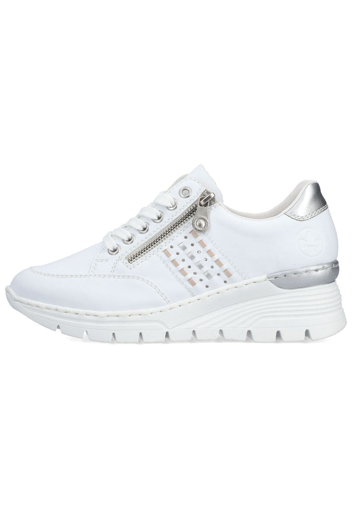 Rieker Sneaker Lederimitat Weiß/Silber - surf4shoes