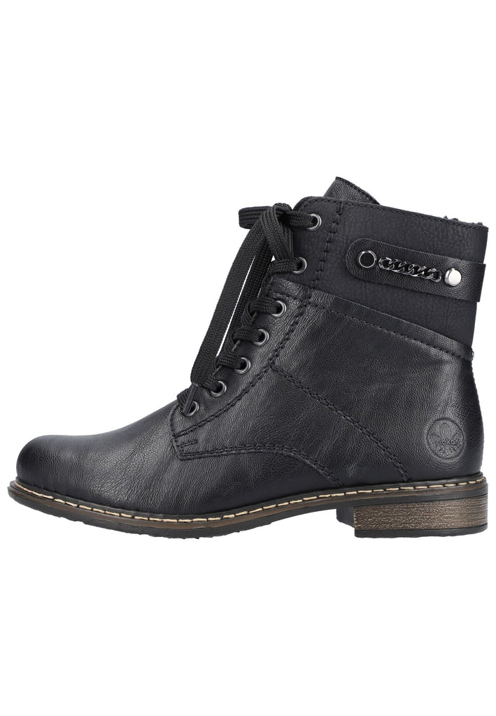 Rieker Stiefelette Lederimitat Schwarz/Schwarz - surf4shoes