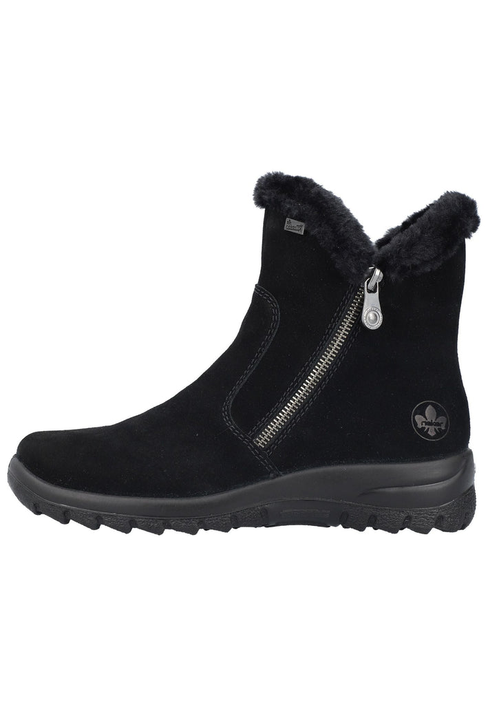 Rieker Stiefelette Veloursleder Schwarz Warmfutter - surf4shoes
