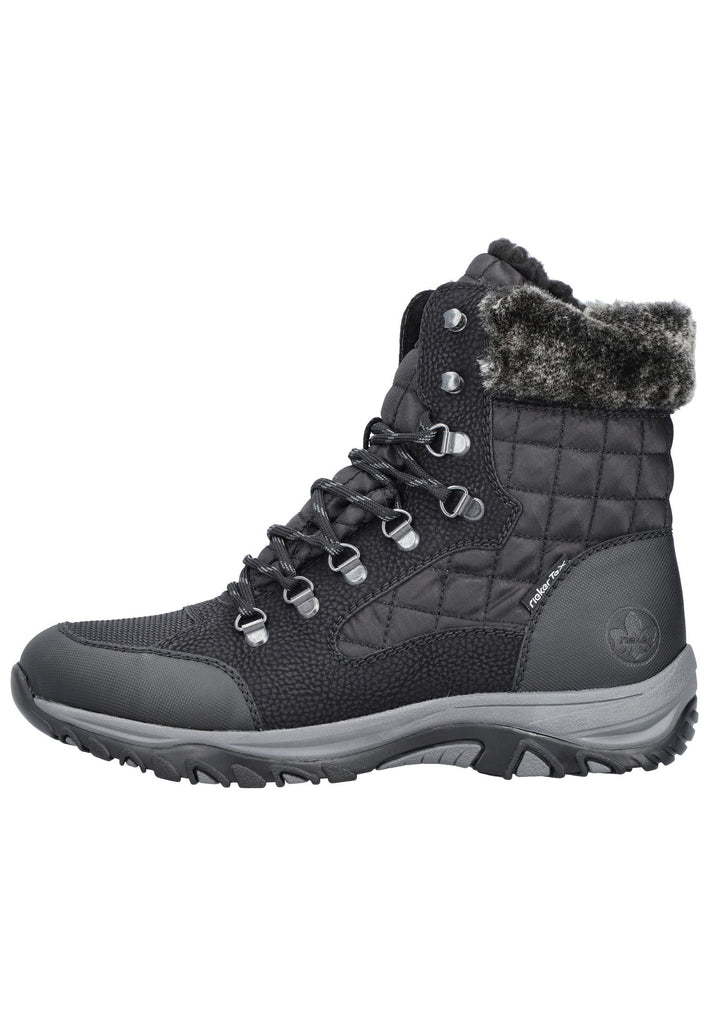 Rieker Stiefelette Lederimitat/Textil Schwarz/Grau - surf4shoes