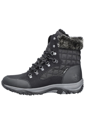 Rieker Stiefelette Lederimitat/Textil Schwarz/Grau - surf4shoes