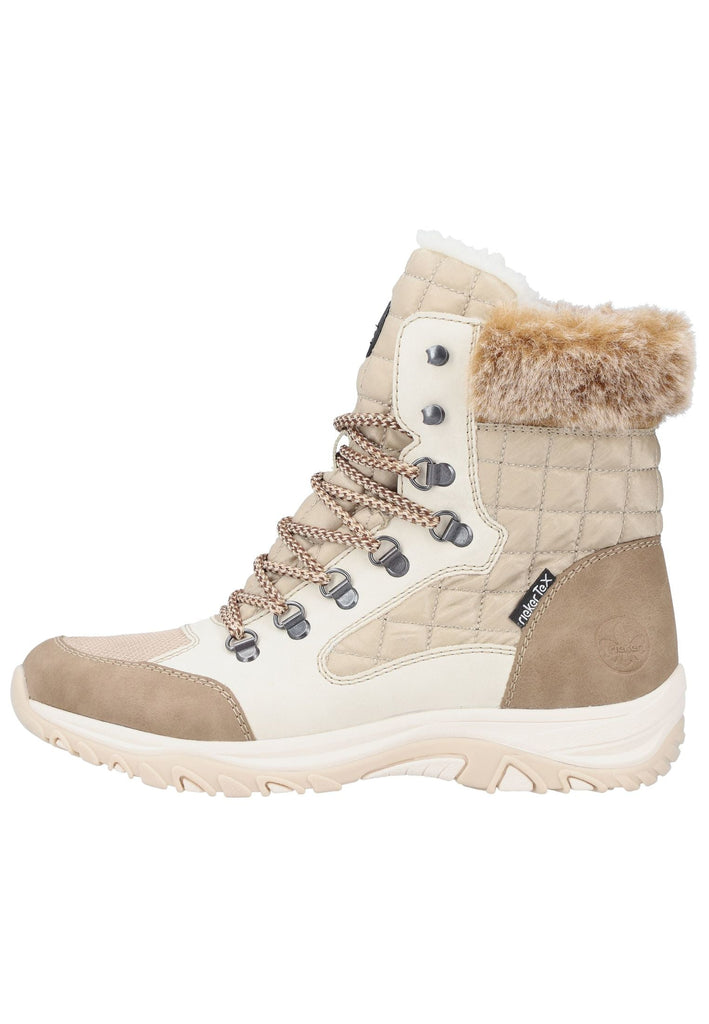 Rieker Stiefelette Lederimitat/Textil Beige/Braun - surf4shoes