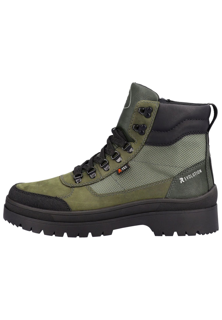 Rieker Stiefelette Leder/Textil Grün/Schwarz - surf4shoes