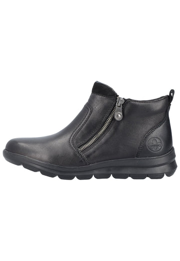 Rieker Stiefelette Leder/Textil Schwarz/Schwarz - surf4shoes