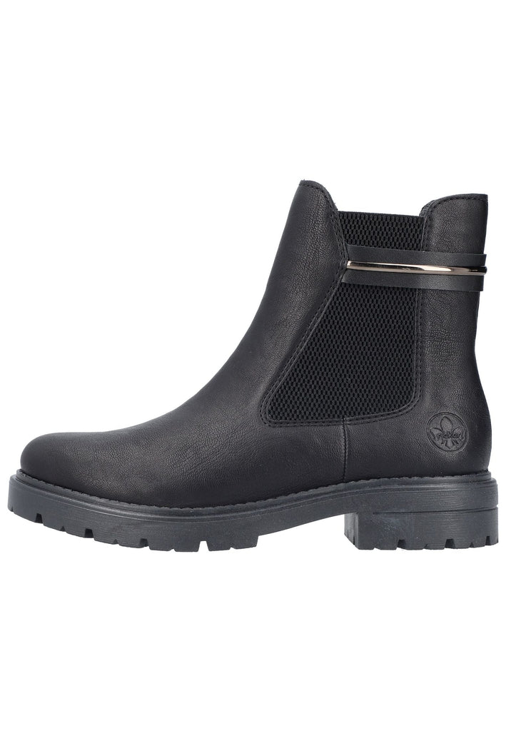 Rieker Stiefelette Lederimitat/Textil Schwarz/Schwarz Warmfutter - surf4shoes