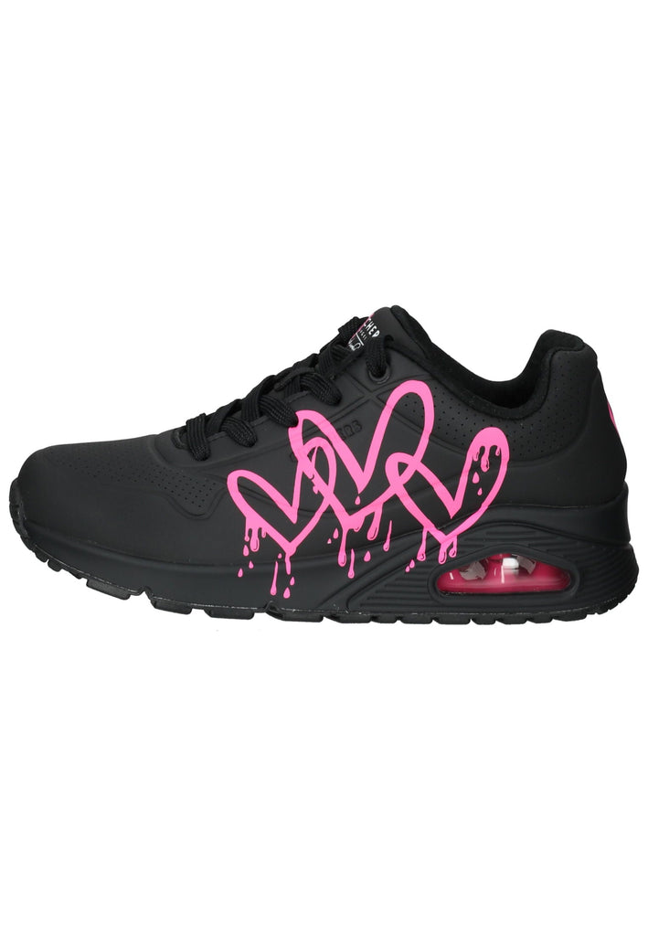 Skechers Sneaker Lederimitat Schwarz/Pink - surf4shoes