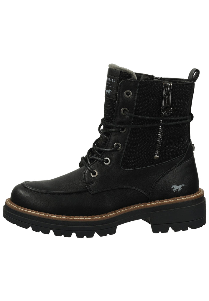 Mustang Stiefelette Lederimitat Schwarz - surf4shoes