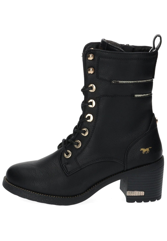 Mustang Stiefelette Lederimitat Schwarz Warmfutter - surf4shoes