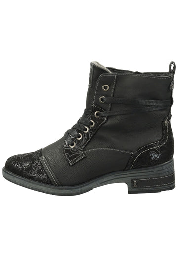 Mustang Stiefelette Lederimitat Schwarz - surf4shoes