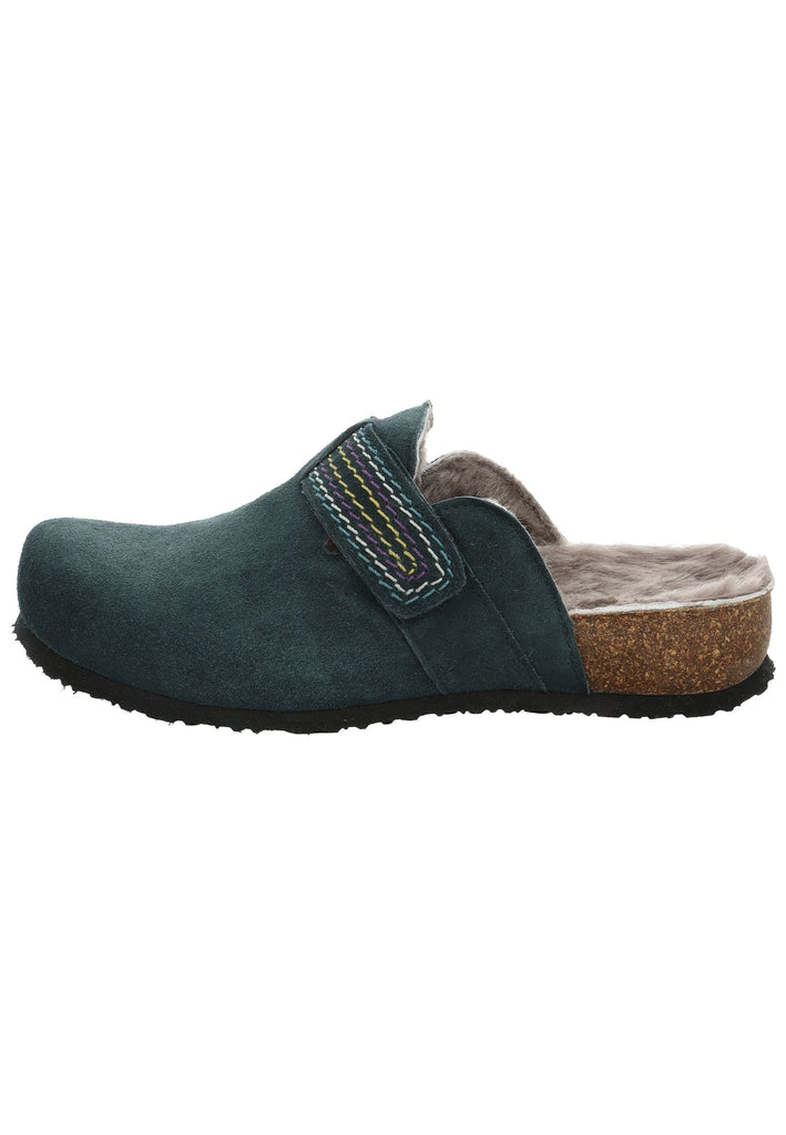Think! Pantoletten Veloursleder Dunkelgrün - surf4shoes