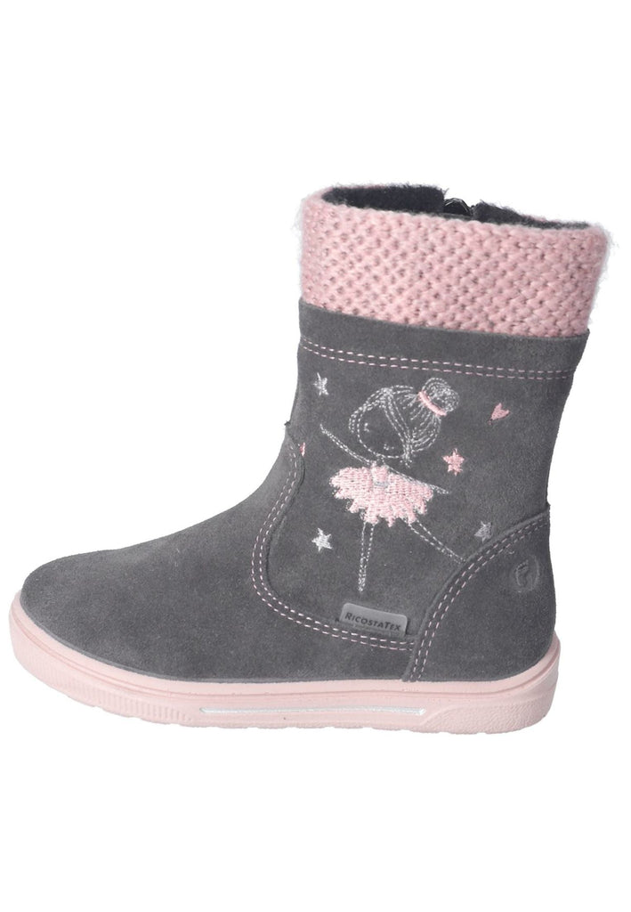 Ricosta Stiefel Leder/Textil Grau/Rosa Warmfutter - surf4shoes