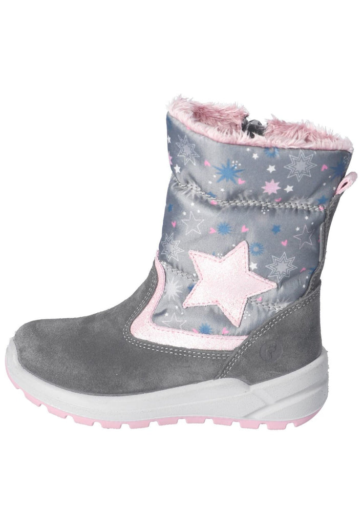 Ricosta Stiefel Leder/Textil Grau/Rosa Warmfutter - surf4shoes