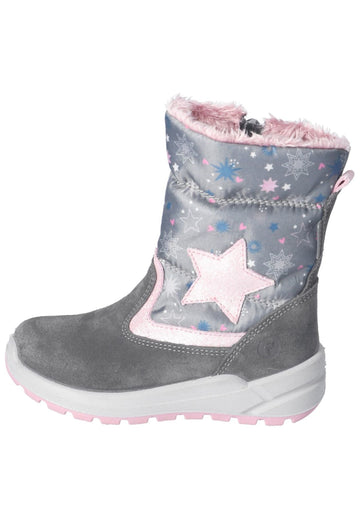 Ricosta Stiefel Leder/Textil Grau/Rosa Warmfutter - surf4shoes