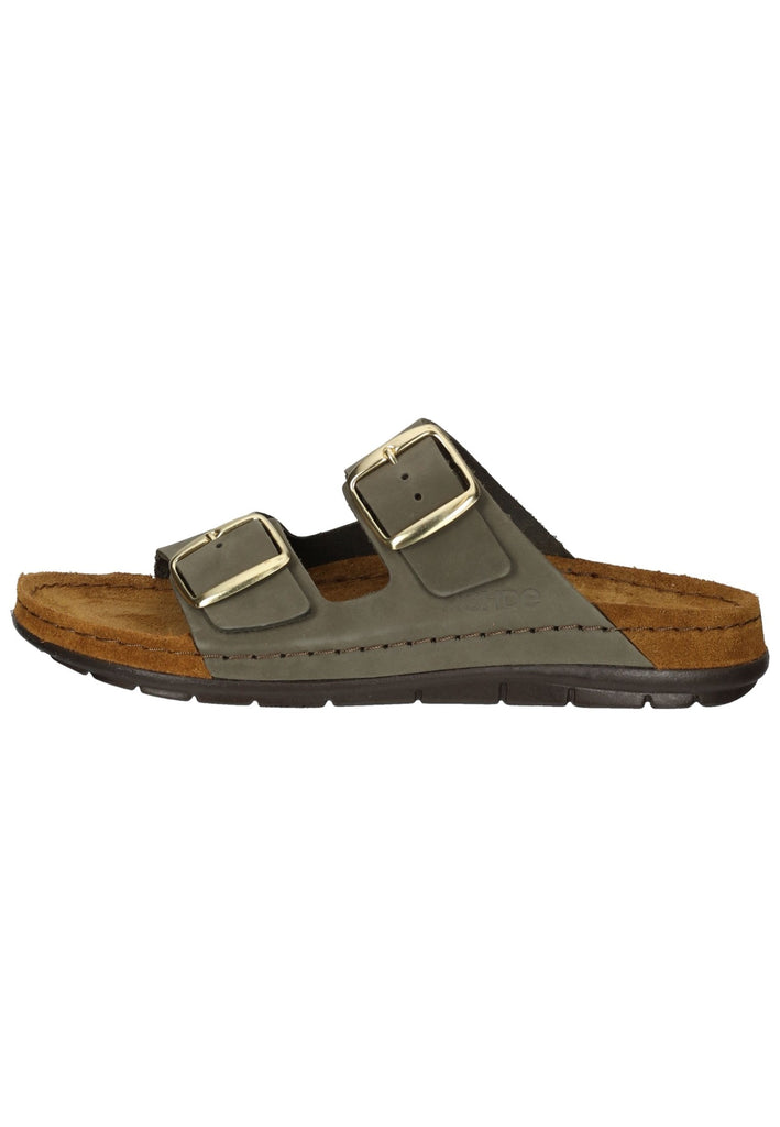 Rohde Pantoletten Leder Olive - surf4shoes